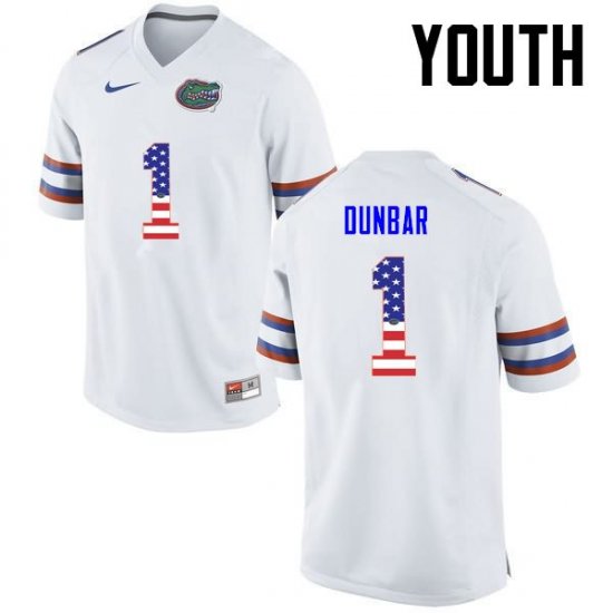 Youth Florida Gators #1 Quinton Dunbar NCAA Nike White USA Flag Fashion Authentic Stitched College Football Jersey SML4262SL